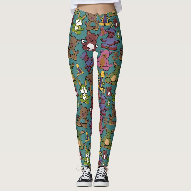 Yoga poses pattern | Yoga seamless pattern 65 Leggings (Framsida)