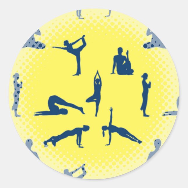 Yoga Poses Runt Klistermärke (Framsida)