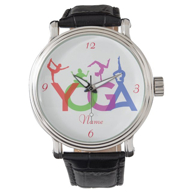 Yoga Poses Silhouettes Thunder_Cove Armbandsur (Framsida)