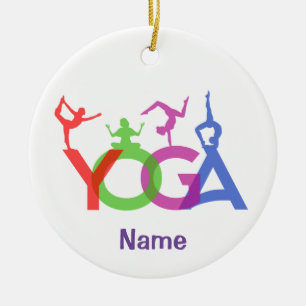Yoga Poses Silhouettes Thunder_Cove Julgransprydnad Keramik