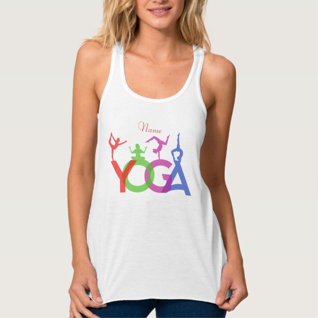 Yoga Poses Silhouettes Thunder_Cove Linne Med Racerback (Framsida)