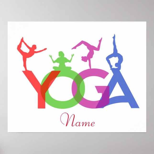 Yoga Poses Silhouettes Thunder_Cove Poster (Framsidan)
