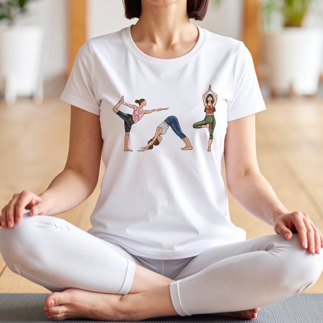 Yoga Poses Workout Fitness Balance Kvinnor T Shirt (Please note: This image is a digitally created mockup.)