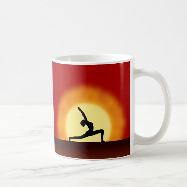 Yoga Posing Silhouette Sunrise Tea eller Kaffe kop Kaffemugg (Höger)