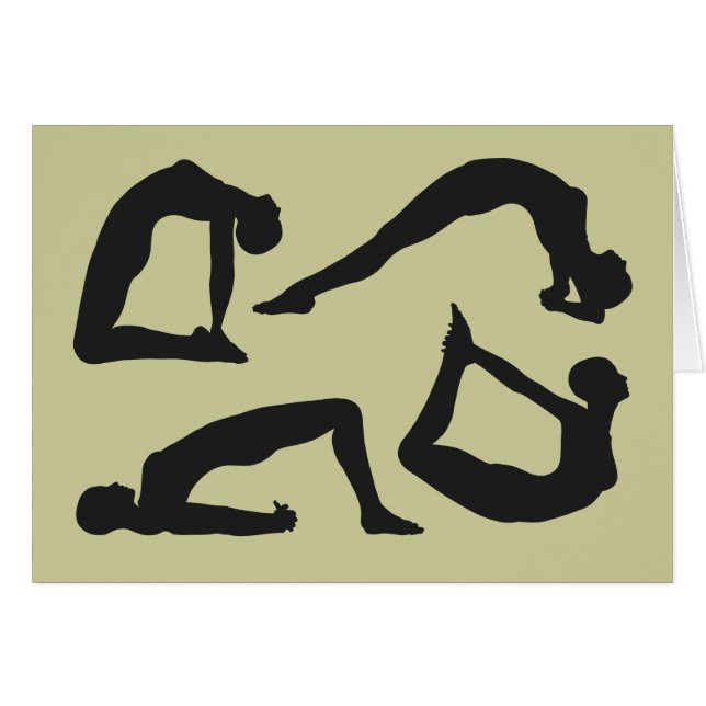 Yoga Positions Silhouettes Hälsningskort (Framsidan Horizontal)