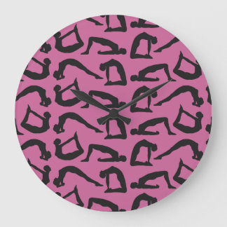 Yoga Positions Silhouettes Stor Klocka