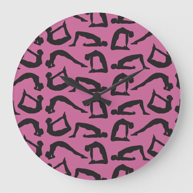 Yoga Positions Silhouettes Stor Klocka (Framsida)