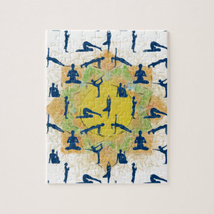 Yoga Poswith Lotus Flower Teckning Pussel