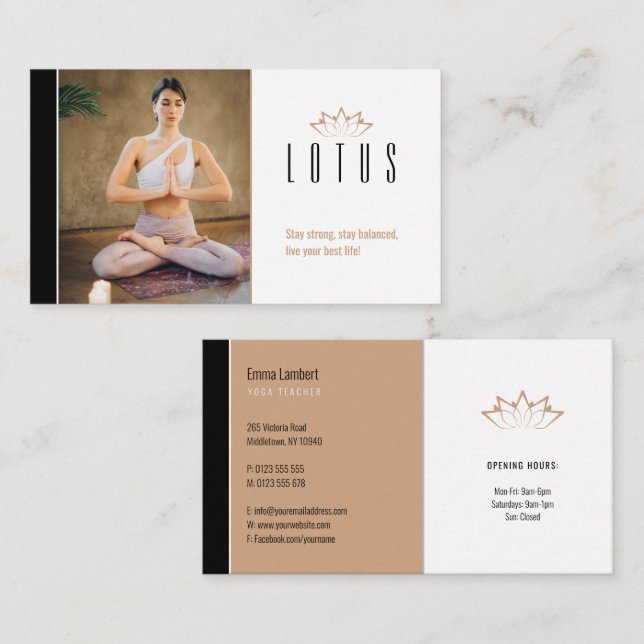 Yoga | Professionell Lärare Visitkort (Fram/baksida)