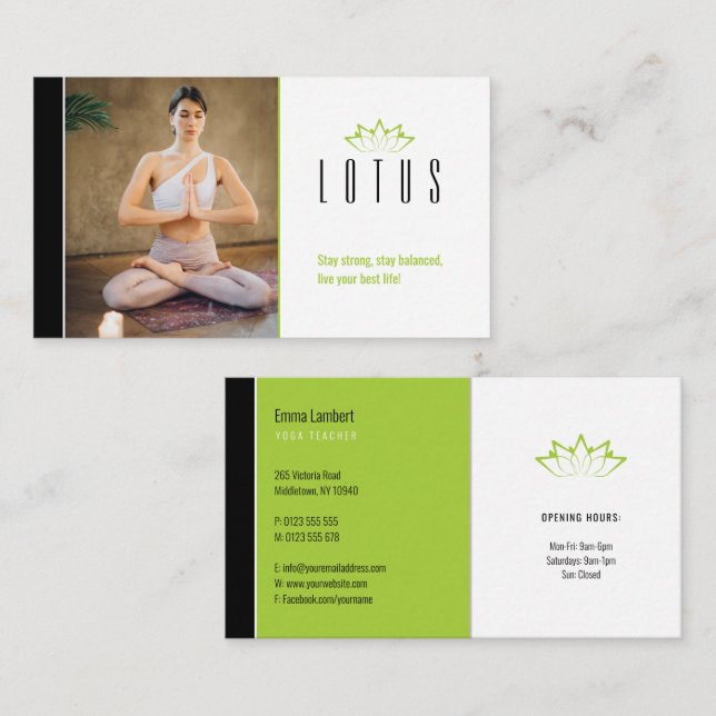 Yoga | Professionell Lärare Visitkort (Fram/baksida)