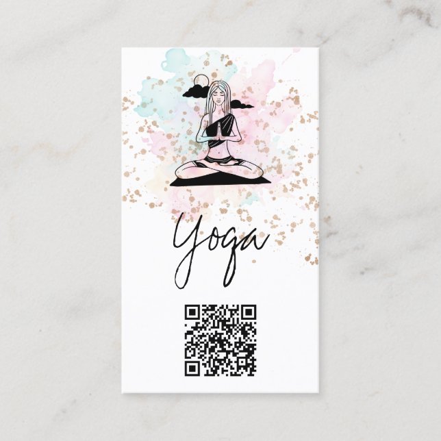 *~*Yoga QR AP33 Rainbow Andlig Cloud Visitkort (Framsida)