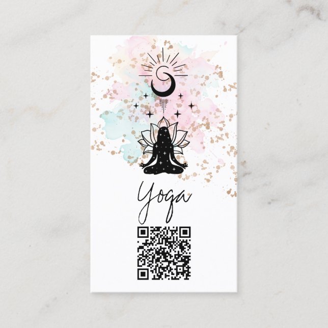 *~*Yoga QR AP33 Rainbow Andlig Lotus Visitkort (Framsida)