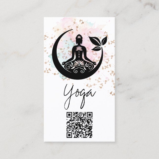 *~*Yoga QR AP33 Rainbow Lotus Andlig Visitkort (Framsida)