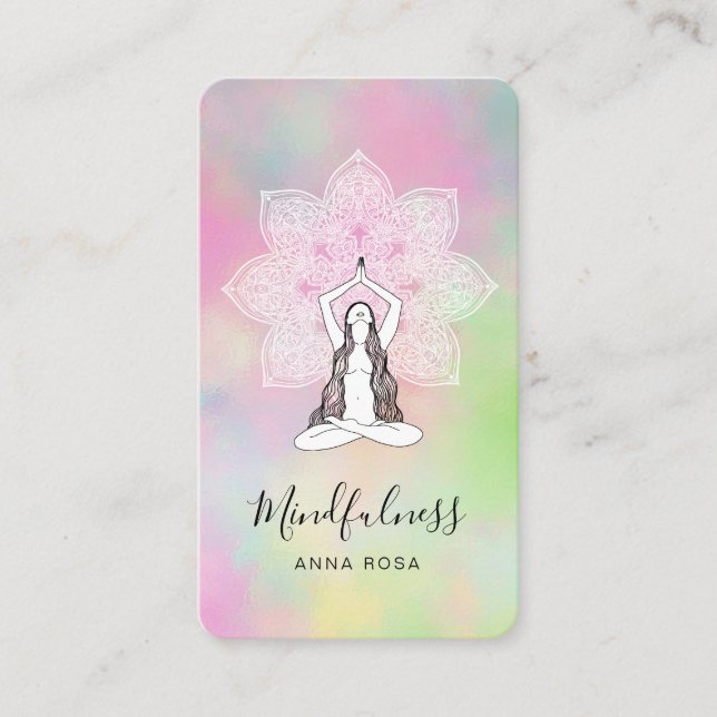 *~* Yoga QR Meditation Mindfulness Mandala Goddess Visitkort (Framsida)