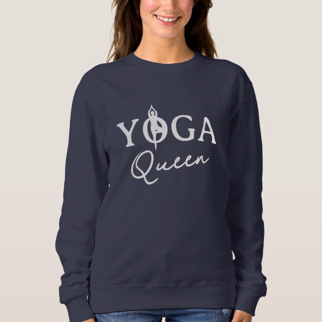 Yoga Queen blå sweatshirt med pos silhuett T Shirt (Framsida)