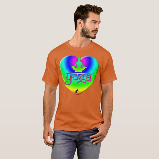 Yoga Rainbow Intentions Heart T-Shirt (Hel framsida)