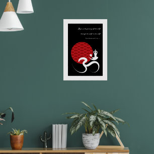 Yoga & Red Sol Om Ohm Symbol Andlig Poster