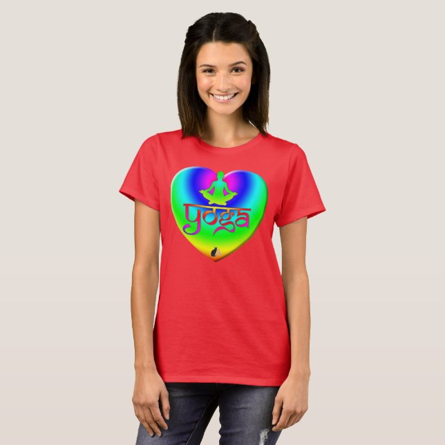 Yoga Regnbåge Intentioner Hjärtat T-Shirt (Hel framsida)