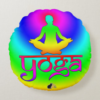 Yoga Regnbågsintentioner Rund Kudde