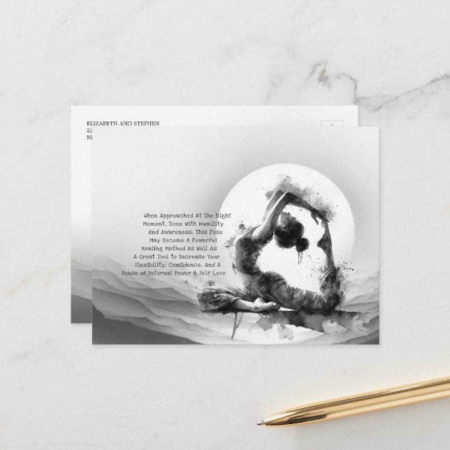 Yoga Reiki Enbent Pojke Pose Vattenfärg Vykort (Fram/Back In Situ)