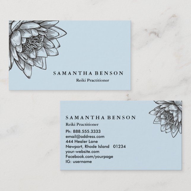 Yoga Reiki Energy Healer Light Filled Lotus Visitkort (Fram/baksida)