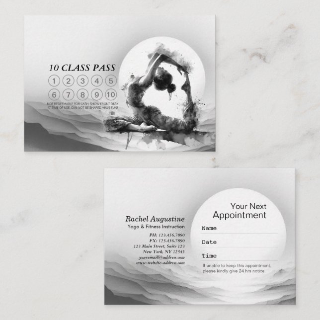 Yoga Reiki enlegged Kung Pigeon Pose Class Pass Lojalitetskort (Fram/baksida)