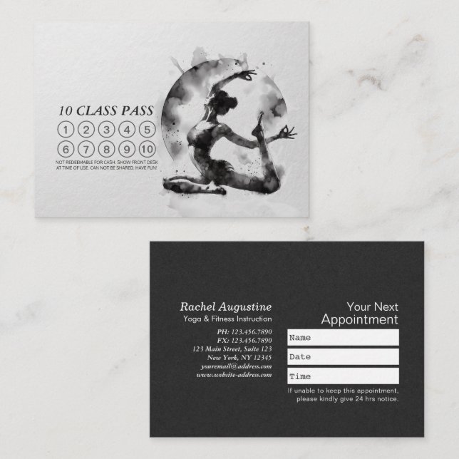 Yoga Reiki enlegged Kung Pigeon Pose Class Pass Lojalitetskort (Fram/baksida)