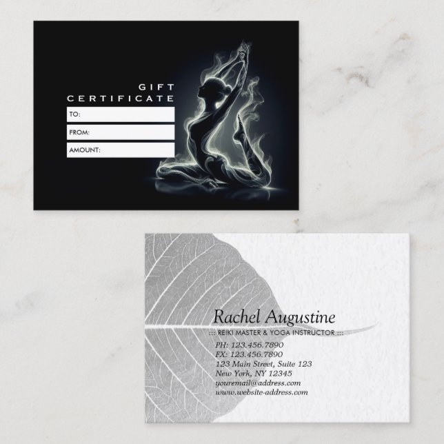 Yoga Reiki-instruktör med en-legerad Kung Pigeon P Rabattkort (Fram/baksida)