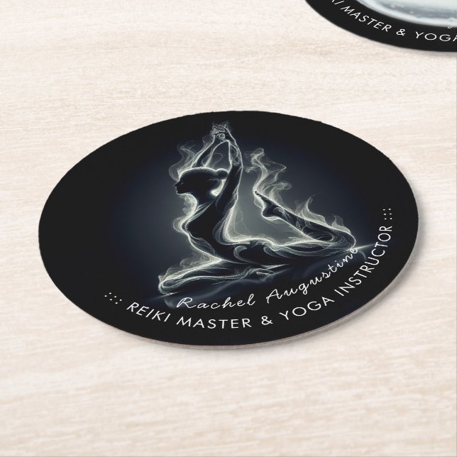 Yoga Reiki-instruktör med en-legerad Kung Pigeon P Underlägg Papper Rund (Vinklad)