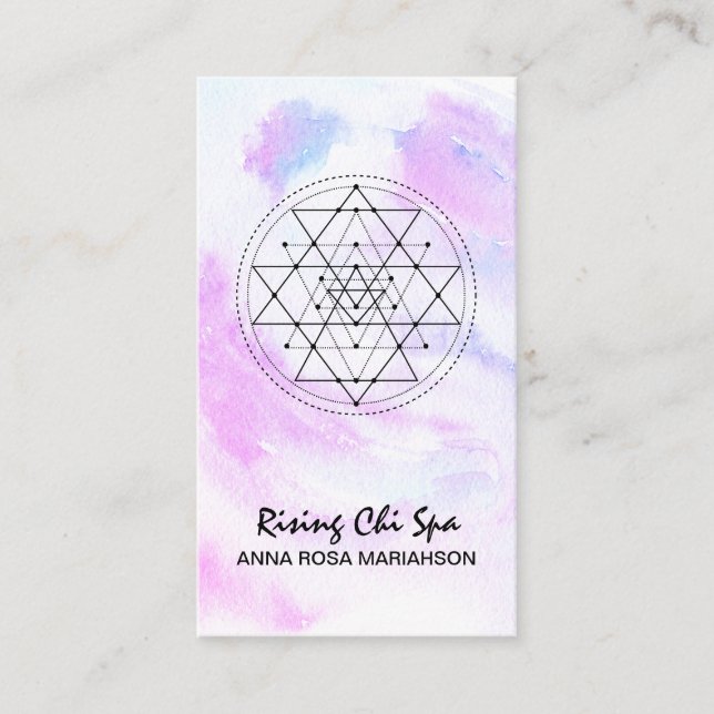 *~* Yoga Reiki Massage Helig Geometry Pastel Visitkort (Framsida)