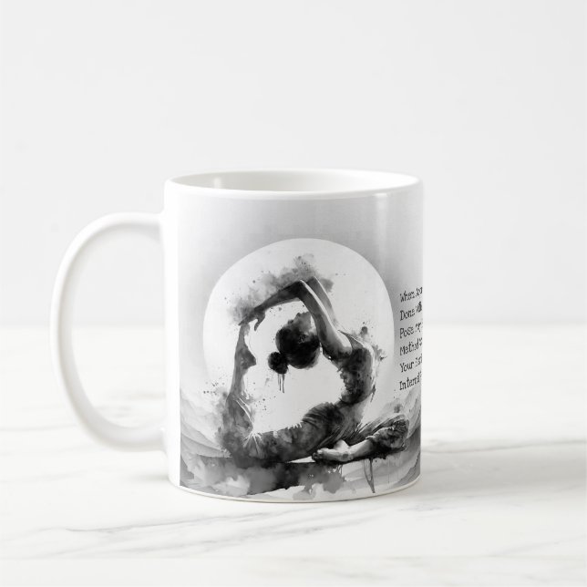 Yoga Reiki One-Legged Kung Pigeon Pose Watercolor Kaffemugg (Vänster)