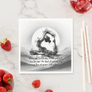 Yoga Reiki One-Legged Kung Pigeon Pose Watercolor Pappersservett