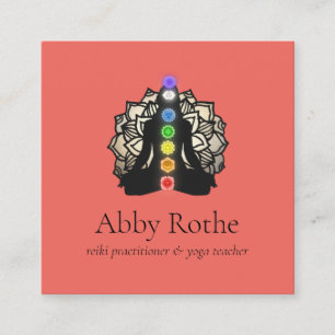 Yoga Reiki Practitioner med Chakra Guld Lotus Fyrkantigt Visitkort