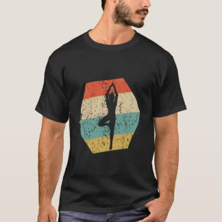 Yoga Retro Försliten Hexagon Yoga Position T Shirt