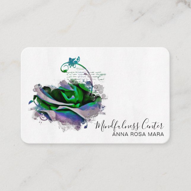 *~* Yoga RO QR Meditation Reiki Blommigt Flower Visitkort (Framsida)