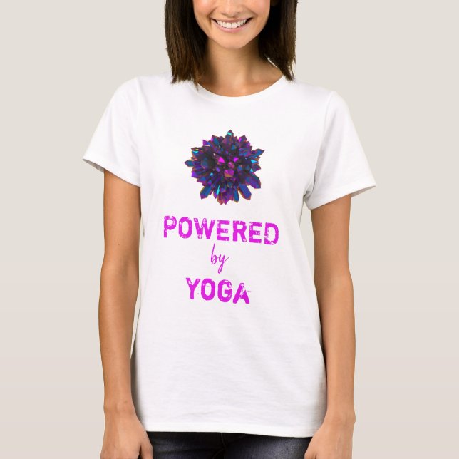 *~* YOGA Rosa Lila Crystal Sphere Women White T Shirt (Framsida)