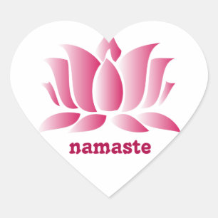yoga rosa lotus namaste hjärtformat klistermärke