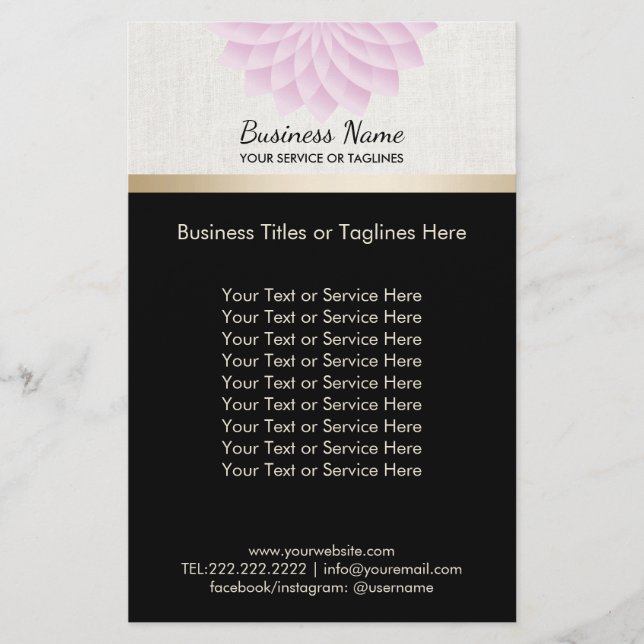 Yoga Salon SPA Lotus Blommigt Elegant Guld Rand Flygblad (Framsidan)