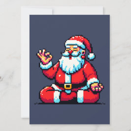 Yoga Santa 8Bit Helgdag Fitness Humous Pixel Art Kort