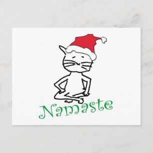 Yoga Santa Cat Gifts Helg Vykort