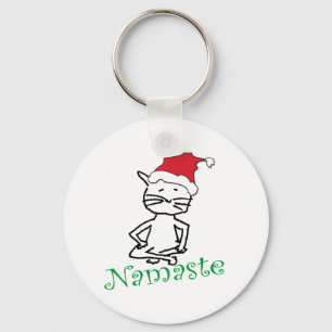 Yoga Santa Cat Gifts Nyckelring