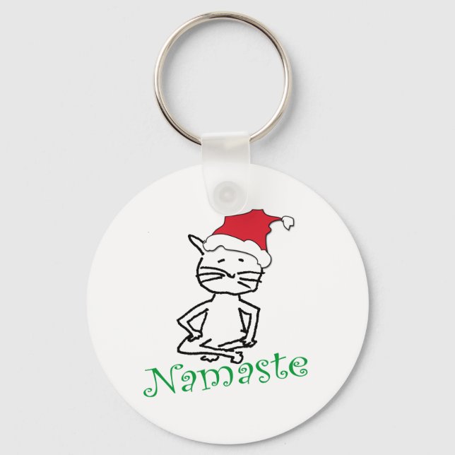 Yoga Santa Cat Gifts Nyckelring (Framsida)