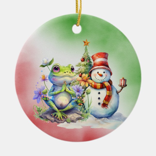 Yoga Santa Favorite-instruktör för jul Julgransprydnad Keramik (Framsidan)