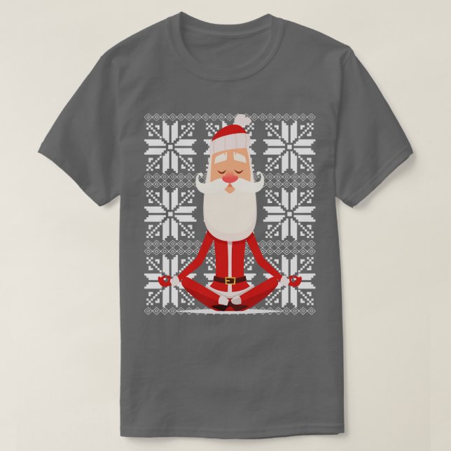 Yoga Santa medititerar Ugly jul Sweater Desig T Shirt (Design framsida)