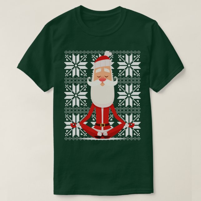 Yoga Santa medititerar Ugly jul Sweater Desig T Shirt (Design framsida)