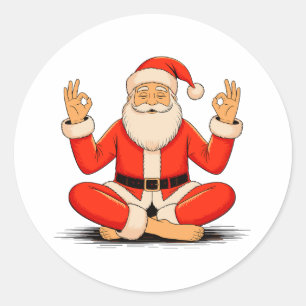 Yoga Santa Namaste Meditation Julsemester Runt Klistermärke