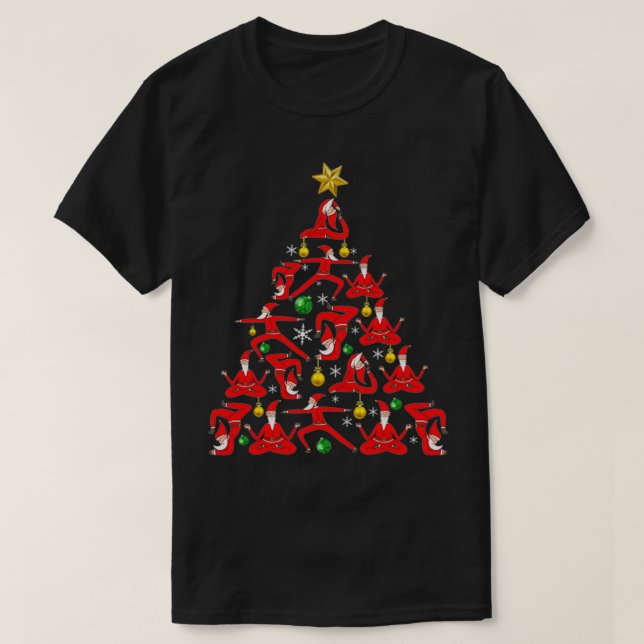 Yoga Santa Träd Funny Julafton T Shirt (Design framsida)