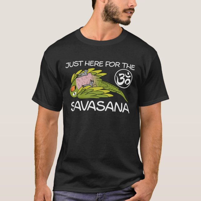 Yoga Savasana Parrot Mustache Parakeet T Shirt (Framsida)