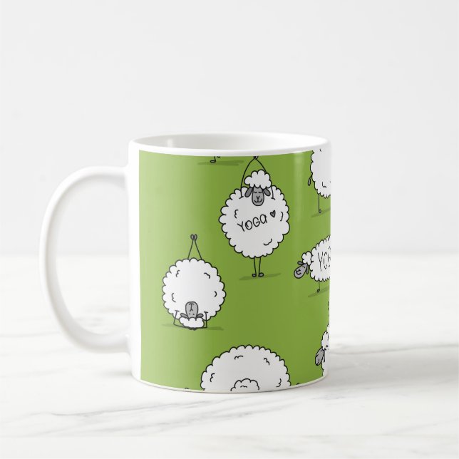 Yoga Sheep: Whimsical Sketch Roligt. Kaffemugg (Vänster)
