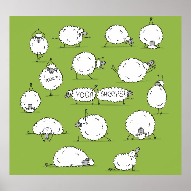 Yoga Sheep: Whimsical Sketch Roligt. Poster (Framsidan)